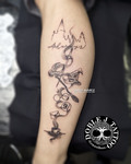 tatuaje fine line de Harry Potter por Josep Juarez en Granollers Barcelona